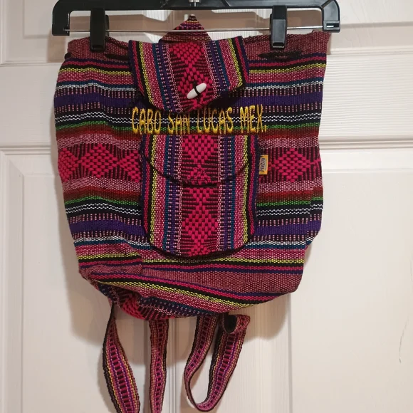 Argentinians Mr Pinzon Striped Colorful Cabo San Lucas Mexico Backpack Purse - Picture 1 of 5